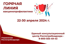 Проведение «горячей линии» с 22 по 30 апреля 2024 года, посвященной вопросам вакцинопрофилактитки.